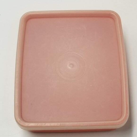 Vintage Tupperware Square Container 1516-4 Tumbler 1320 Lid 873-20 Orange Lot 5 - Picture 3 of 10